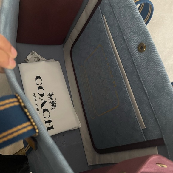 New coach large denim 💙 tote Jacquard Spin Tote 42 - Picture 6 of 10